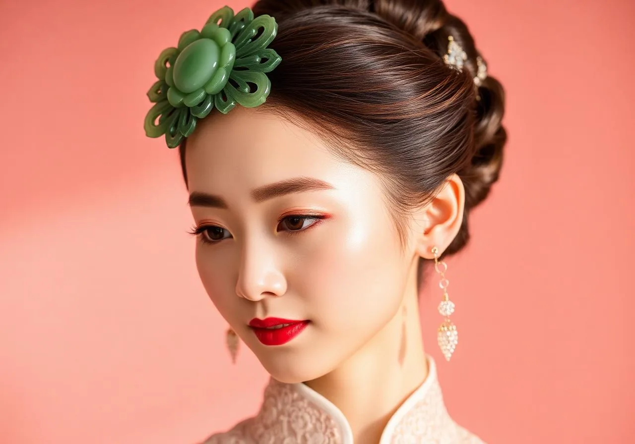 Handcrafted jade hairpin for traditional wedding elegant updo